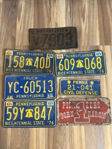 6 Vintage Pennsylvania License Plates Civil Defense & Bicentennial & JHHS Plate - Picture 1 of 24