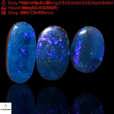 3 Pcs 15.20 Cts Lab-Created Oval Doublet Opal Cabochon 13X10X4 mm TO 17X9X4 mm - Image 1 of 4