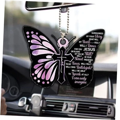  Jesus Fe Dios Solo Puedo Imaginar Cristiano Mariposa Púrpura 2D Coche Plano 16 Foto 1 de 4