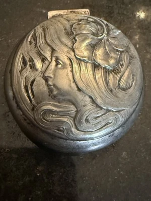 ANTIQUE ART NOUVEAU WMF SILVERPLATE SNUFF PILL BOX - Image 1 of 4