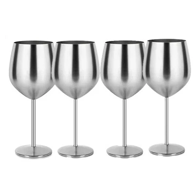 Bicchieri da vino rosso in acciaio inossidabile - Eleganti e durevoli, set di... - Immagine 1 di 4