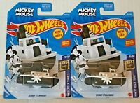 Hot Wheels Disney Steamboat 2021 L Case Mickey Mouse Steam Boat Willie LOT of 2