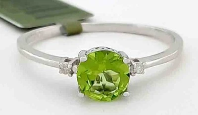 GENUINE 1.02 Cts PERIDOT & DIAMOND RING 10k GOLD - Free Certificate Appraisal - Image 1 of 4