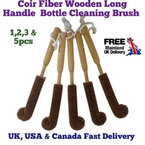 Eco-friendly Handmade Wooden Long Handle Bottle/Jar Cleaning Coir Fiber Brush - Picture 1 of 17