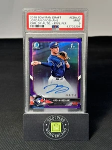 2018 Bowman 1st Draft Chrome Jordan Groshans Purple Refractor Auto  /250 PSA 9 - Picture 1 of 3