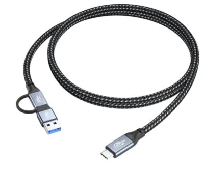 Type C to USB 3.0 + USB C 2 in 1 PD Fast Charging Data Braided Cable 1.5m - Image 1 of 4