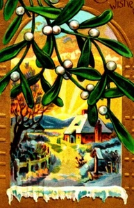 1908 Christmas House Snow Winter Embossed Postcard (A17) - Picture 1 of 3