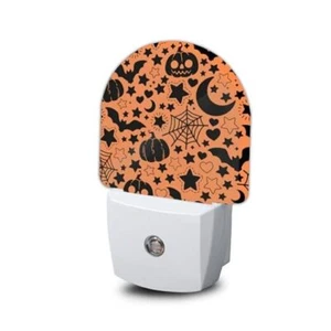 Decorations Dusk to Dawn Round Night Light, Moon Bats Pumpkin Automatic Sensor - Picture 1 of 8