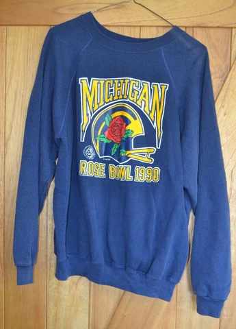 Vintage University Of Michigan Sweatshirt XL Blue 1990 Rose Bowl NCAA Cover