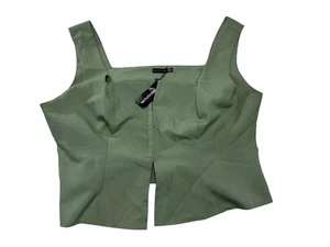 T-shirt top Prettylittlething Plus taglia 26 donna nuova corsetto salvia EU54 PREZZO AL PUBBLICO £25 - Foto 1 di 9