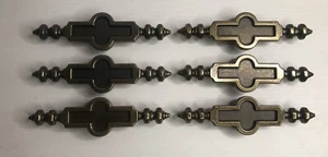 6~Vintage Ajax Mediterranean Drawer Cabinet Pull #838 Antique Brass 6-1/2” - Picture 1 of 7