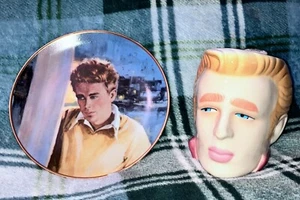 Lot of 2  James Dean 1988 Clay Art 3/D Mug and 1985 Collector's Plate  Very Nice - Picture 1 of 15