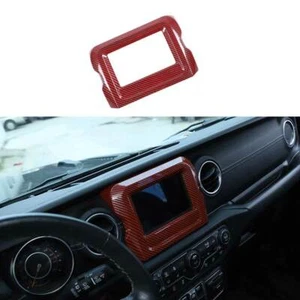 For Jeep Wrangler JL 2018-2021 Red Carbon Fiber Central Console Navigation Frame - Imagen 1 de 8