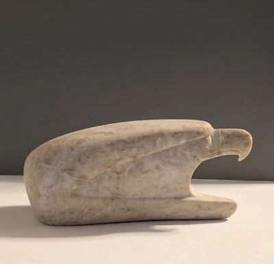 Eagle Head Alabaster Sculpture - Harvey Russell Jr - Native Cheyenne Indian Art - Image 1 of 4