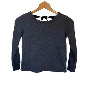 Girls M 8 Old Navy Long Sleeve Charcoal Gray Open Criss Cross Back Sweatshirt - Picture 1 of 3