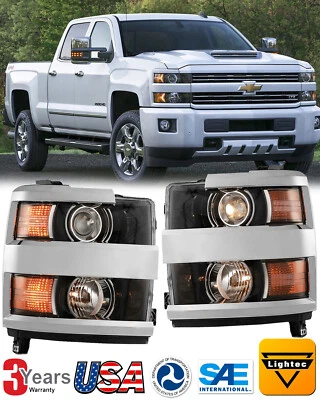 Faros para Chevy Silverado 2500HD 3500HD 2015-2019 proyector faro cromado Foto 1 de 4
