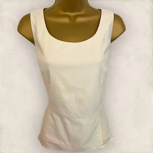 Rag & Bone Womens Cream Dipped Hem Pleated Back Sleeveless Vest Top US 4 UK 8 - Picture 1 of 4