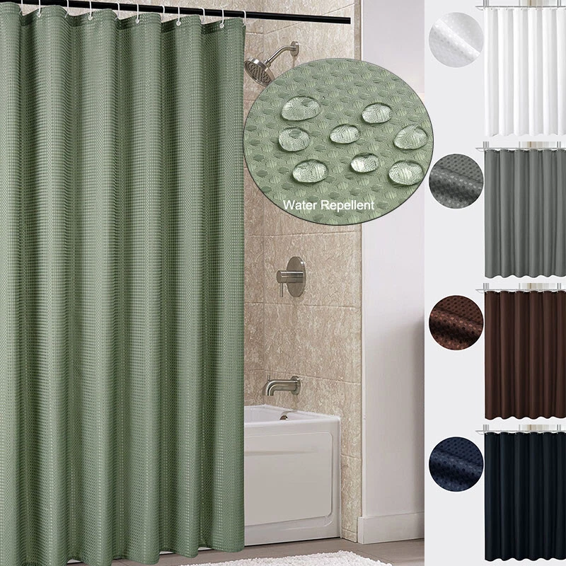 Soft Waffle Weave Shower Curtain Fabric Luxury Water Repellent Bathroom Cloth - Image 1 of 4