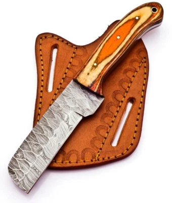 CowBoy Bull Cutter Knife Hand Forged Damascus Steel EDC Knife Pakka Wood; 9005 - Image 1 of 4