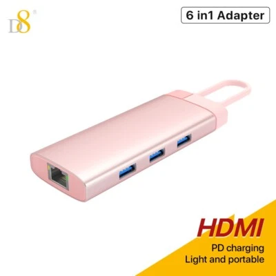 Type C Male to Multi USB 3.0 + HDMI RJ45 Hub Adapter Data Connector Converder - Image 1 of 4