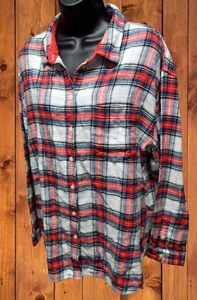 Vintage American Eagle Flannel Button Down 1977-1985 logo Red White Blue - Picture 1 of 3