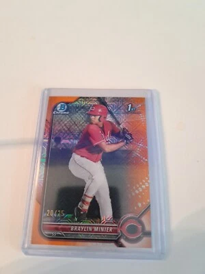 2022 Bowman Braylin Minier 1st Orange Refractor /25 Cincinnati Reds #BCP-93 - Image 1 of 2