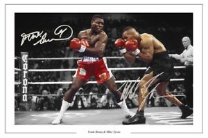 FRANK BRUNO & MIKE TYSON SIGNED PHOTO PRINT AUTOGRAPH BOXING