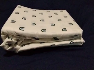 Twin XL Extra Long Flat Sheet White Blue Geometric Print NEW - Picture 1 of 4