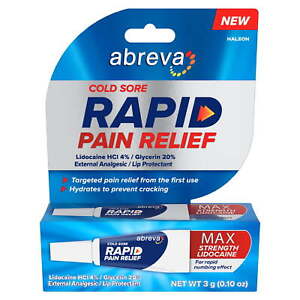 Abreva Cold Sore Rapid Pain Relief Analgesic Lip Protectant, 3 g