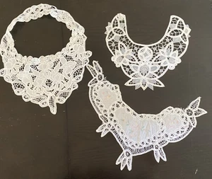 Vintage 90's Battenburg Lace Cutwork Collar Lot of 3 Embroidered NEW - Picture 1 of 7