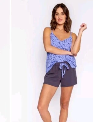 Camiseta sin mangas PJ Salvage para mujer grande Molly Cami para dormir sujetador de estante incorporado periwinkle Foto 1 de 4