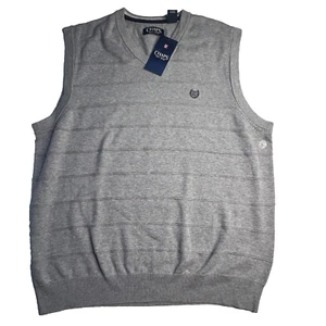 Chaps Sweater Vest Men Large Gray New Preppy Classic Money Business - Picture 1 of 9
