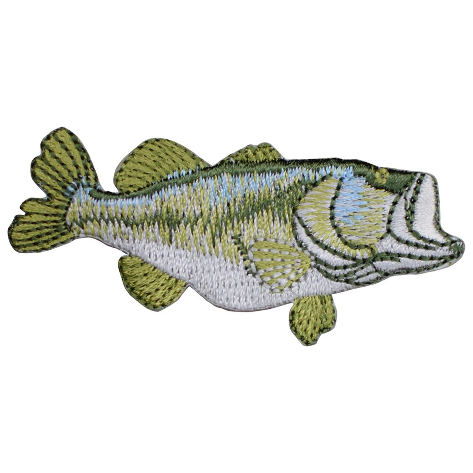 PATCH PARLOR Largemouth Bass Applique Patch - Fish, Fishing, Fisherman Badge 2-3/4" (Iron on)