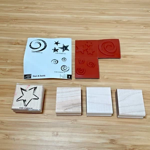 Pensionierte Stampin' Up Holzstempel Sterne und Wirbel 4er Set - Bild 1 von 4