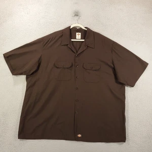 Dickies Work Shirt Mens 4XL Brown Short Sleeve Button Work Wear Mechanic - Picture 1 of 7
