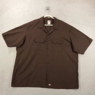 Dickies Work Shirt Mens 4XL Brown Short Sleeve Button Work Wear Mechanic - Image 1 of 4