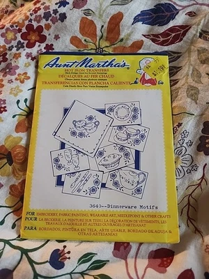 Aunt Martha's Dinnerware Motifs Hot Iron Transfer Embroidery Pattern 3640 - Image 1 of 2