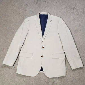 J. Crew Mens Thompson Blazer Beige 42R Cotton 2 Btn Jacket Sport Coat Preppy - Picture 1 of 13
