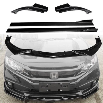 FOR HONDA CIVIC SEDAN 2016-21 FRONT LIP SIDE SKIRT REAR CORNER SPLITTER FULL SET - Image 1 of 4