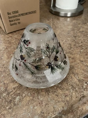 Yankee Candle Jar Shade Topper Crackle Glass Pine Cone - Image 1 of 4