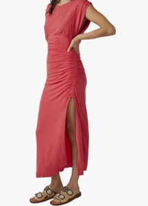 Free People NWT Lakeside Midi Dress Bella Rose Pink Size L Side Slit Open Back - Picture 1 of 19