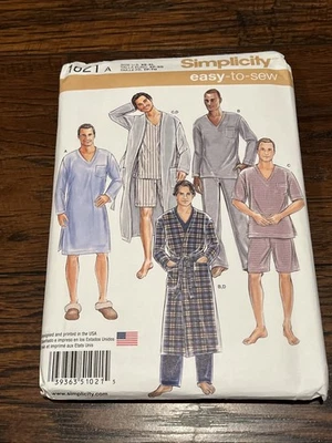 Simplicity Sewing Pattern 1021 A Men XS - XL Robe Nightshirt Pajamas Uncut New - Image 1 of 4