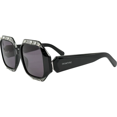 Gafas de sol Swarovski SK0382 de plástico para mujer 01A negro brillante 53-19 lentes grises con estuche Foto 1 de 4