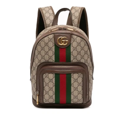 Mochila Gucci pequena GG Supreme Ophidia autenticada marrom - Imagem 1 de 4