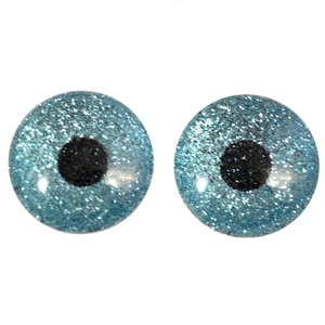 Par de Muñecas de Joyería de Ojos de Vidrio con Purpurina Azul Taxidermia Cabujones de Espalda Plana - Imagen 1 de 8