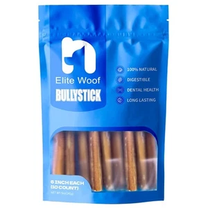 Bully Sticks for Dogs - 6 Inch Thin 100% Natural Dog Treats, Grass-fed Beef D... - Picture 1 of 9