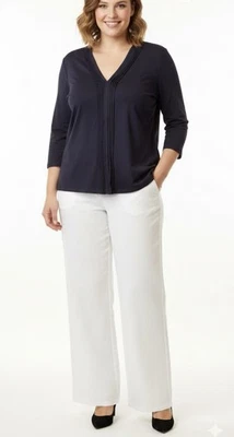 LAFAYETTE 148 NY TOP TEJIDO NEGRO XL PLISADO CUELLO EN V 3/4 SL MINIMALISTA TRANQUILO LUJO Foto 1 de 4