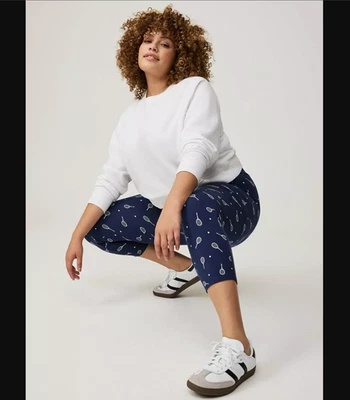 Torrid Crop 口袋打底裤 3x 22 24 网球中世纪蓝色高腰弹力全新带标签 — 第 1/2 张图片