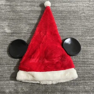 Disney Mickey Mouse Santa Hat One SizeFits All Red White Christmas Plush Mens - Picture 1 of 5