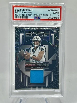 BRYCE YOUNG 2023 PANINI OBSIDIAN CUTTING EDGE MEM. EE PURPLE /175 PSA 9 RC - Image 1 of 3
